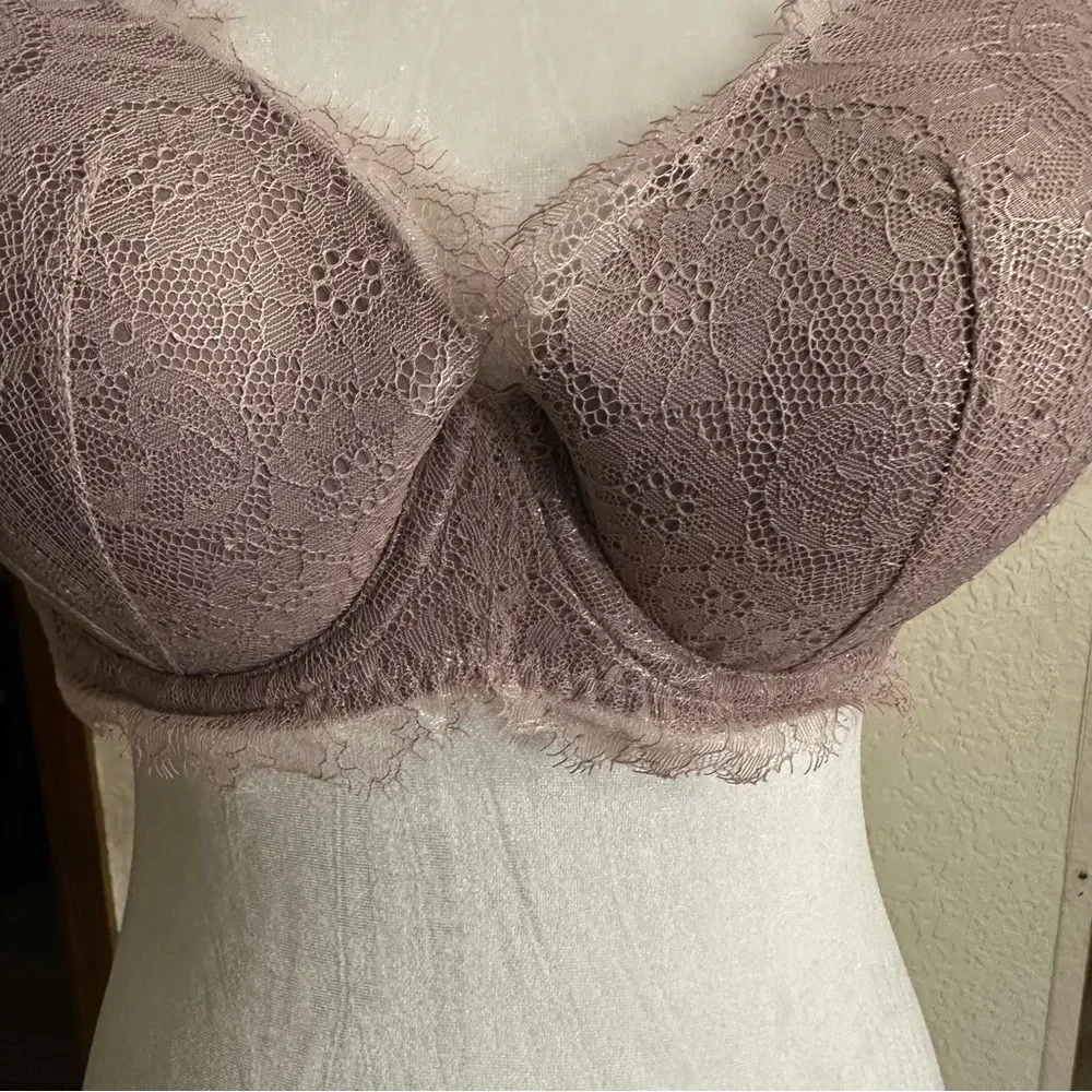 Victoria's Secret Dream Angels Lined Demi Bra Mauve 36D Womens‎ Lace Shimmer